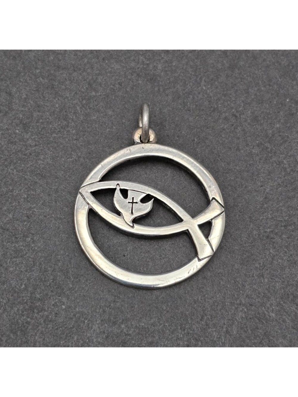 Retired James Avery Ichthus Fish Dove Cross Pendant Rare Religious Symbolism